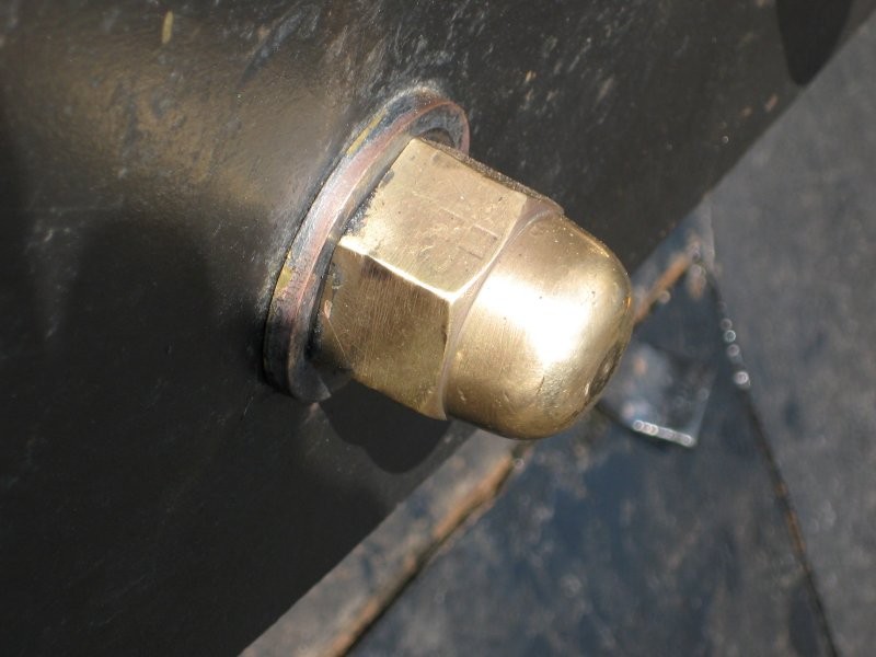 Brass nut in close up