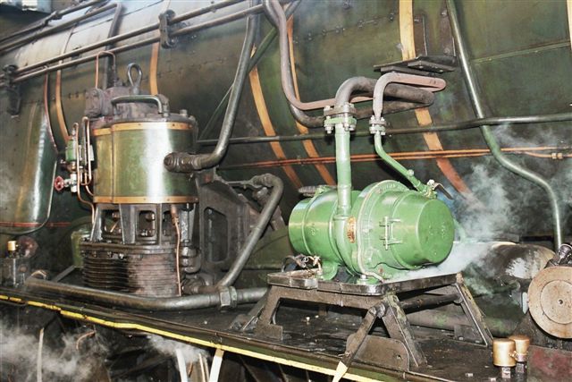 Air pump and the dynamo, on the running board of the preserved K8 ex SNCF locomotive.