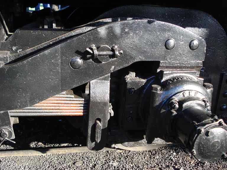 Front R.H. tender bogie of 'Jb1236', showing suspension hanger detail and the speedo drive extension.