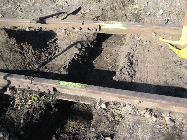 The old sleeper has now been dug out and is ready for a new one to be inserted