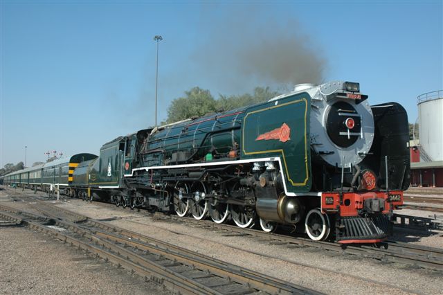 25NC 3442 is busy making up the Rovos Rail set for the train to Dar es Salaam. The set had arrived earlier from Cape Town, and was now being serviced