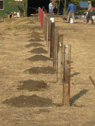 All the posts are now in place. A pipe will be welded to the top.<br /><br />Photo by John Ashworth 4th July 2008