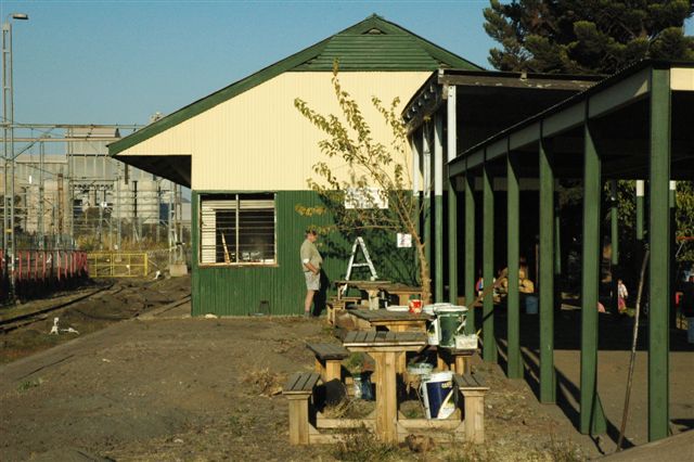 A bit rough looking, but soon a concrete floor will be cast under the steel structure and the forms of passengers enjoying a cuppa coffee will be filling the vacant seats, as the train stands awaiting departure time, from the adjacent platform.