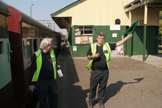 Steve S gives the right-away for the first time, watched by an admiring Steve A..