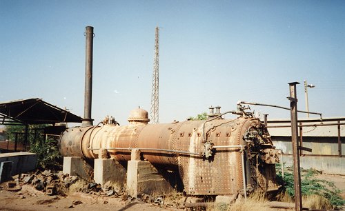Ex-2-6-2 no 268, NBL 24848, as a stationary boiler in Khartoum.<br /><br />Photo John Athersuch May 2002