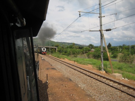 Rovos Rail's 25NC approaches, seen from the footplate of 15F 3117
