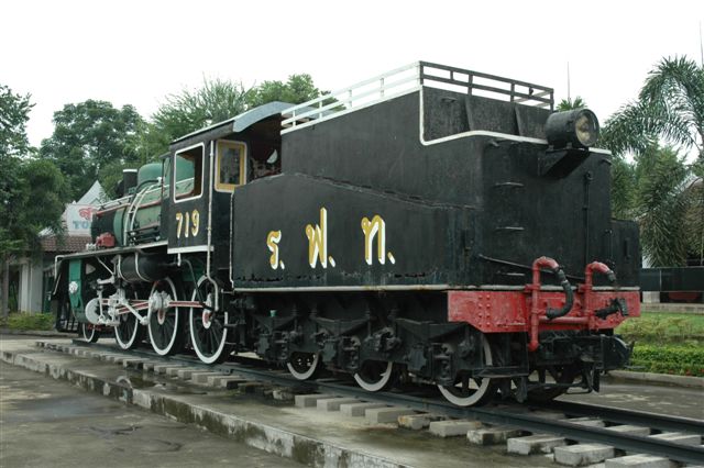 Preserved Thai Railway loco at Kanchanaburri station near the famous Bridge on the River Kwae