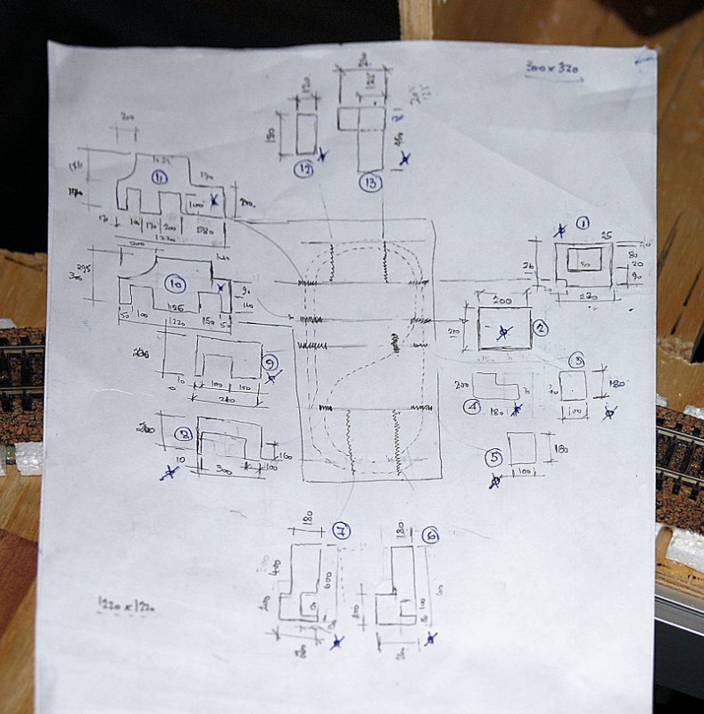 Photo 1 -  The working plan marked up. Simple!