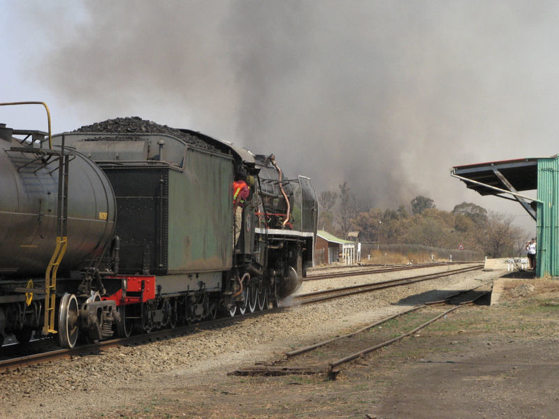 At the station. There was ahuge fire raging near the station BEFORE Reefsteamers arrived - no doubt they will be blamed for it!!  Kevin Wilson-Smith 24/09/2007