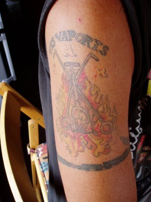 Mike - standard fireman tattoo plus a little train<br /><br />Photo by John Ashworth 27/09/07