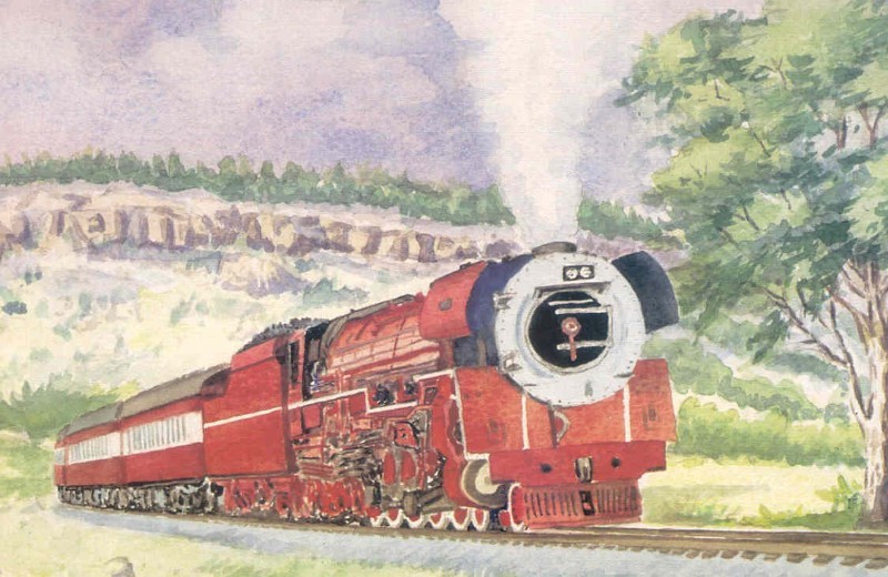 Class 26 No. 3450 "The Red Devil" painted here in 1981 on a steam safari between Nylstroom and Pretoria