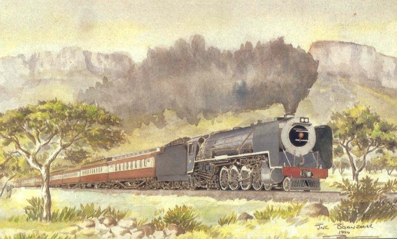 Class 15F, at 255 engines the most numerous class, here with an express in the Northern Transvaal.