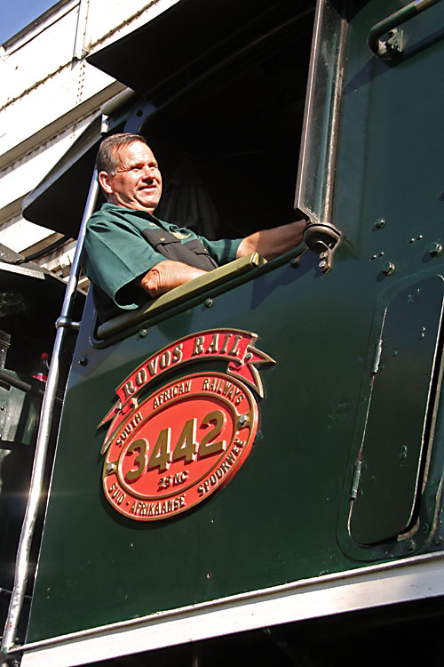 Driver Frik Boshoff seen for a change at the helm of a Rovos NC