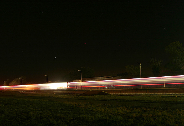 Rolling past the station building