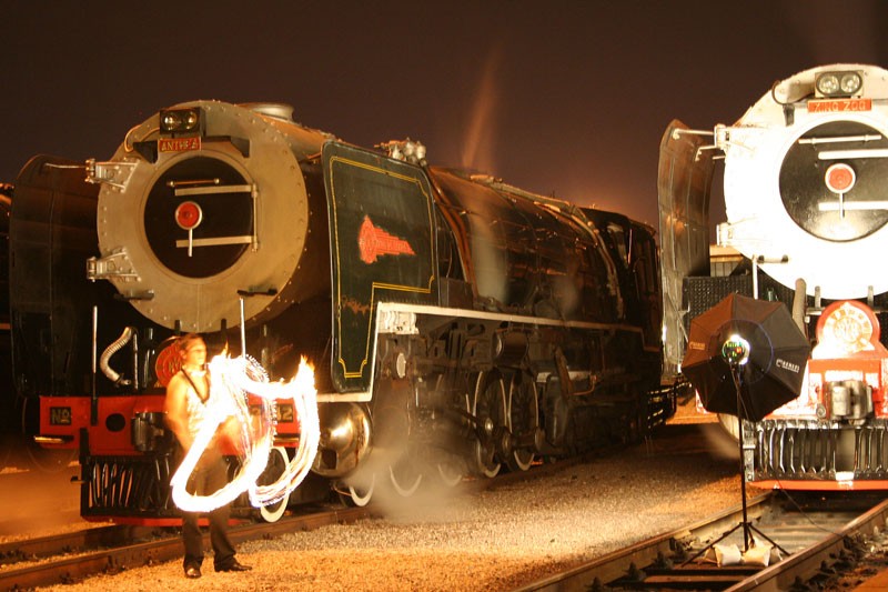 3533 King Zog stands in for a photo shoot of guests. The photographs where framed and given to guests after the train returned. Henry Lazenby