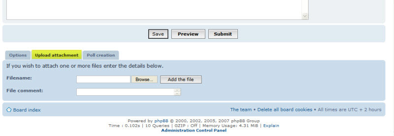 Where you upload a file/picture/attachment